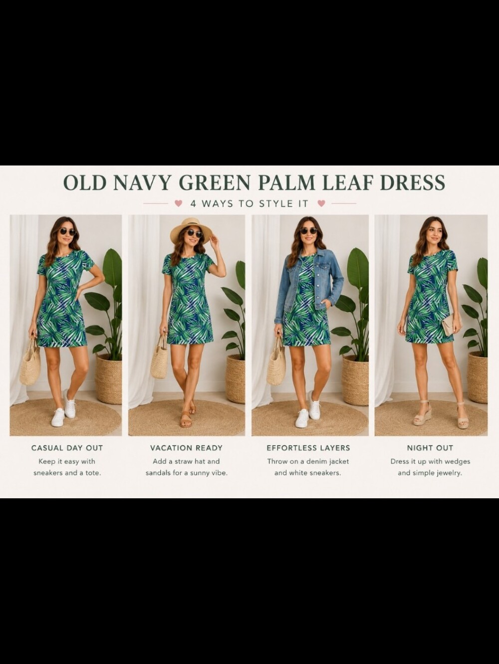 Old Navy Green Palm Leaf Tropical Bodycon Mini Dress – Size M